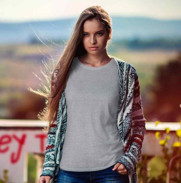 Plain  Cotton Round neck T-shirt - Image 6